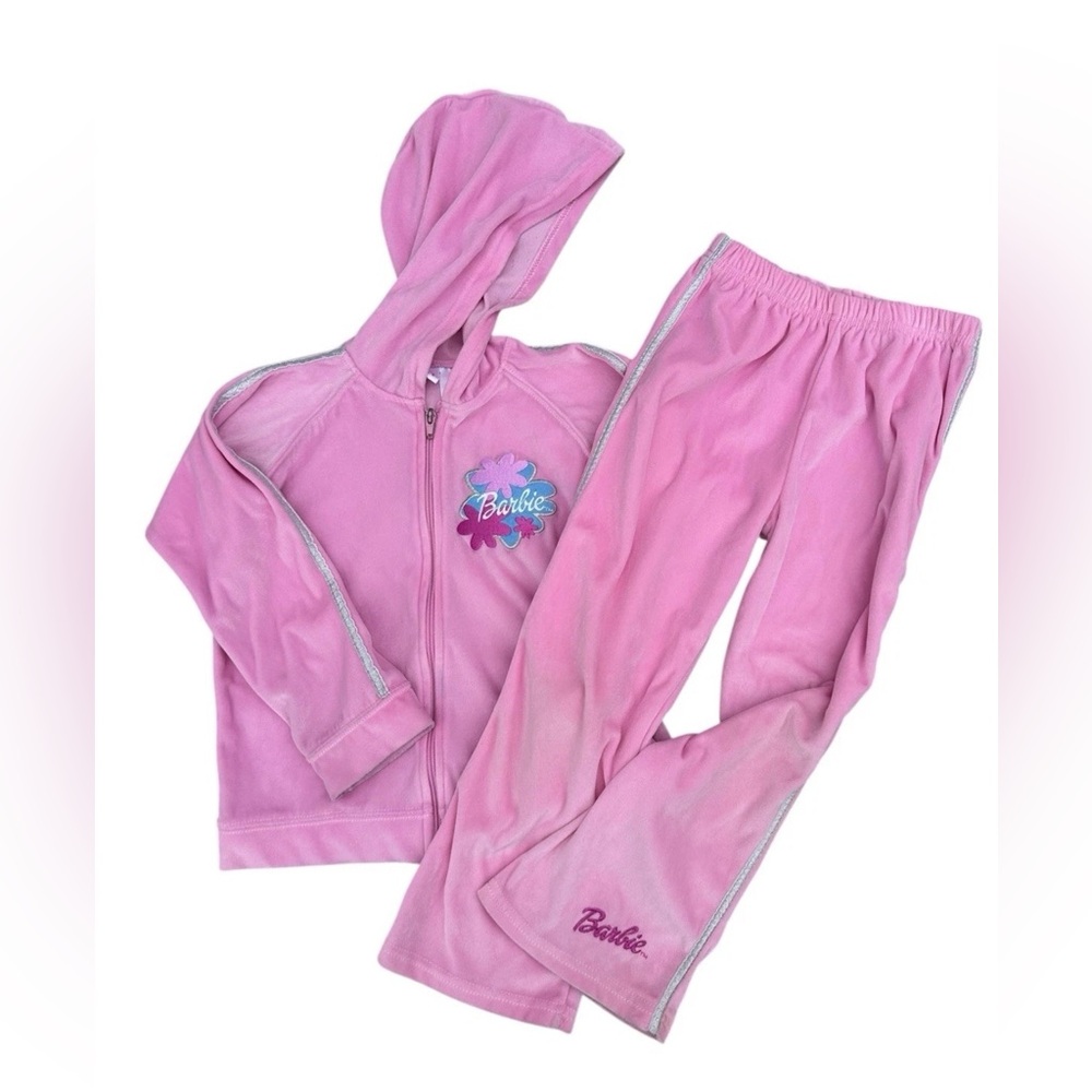 2003 Y2k Barbie Avenue Girls 6x Tracksuit Pink Velour